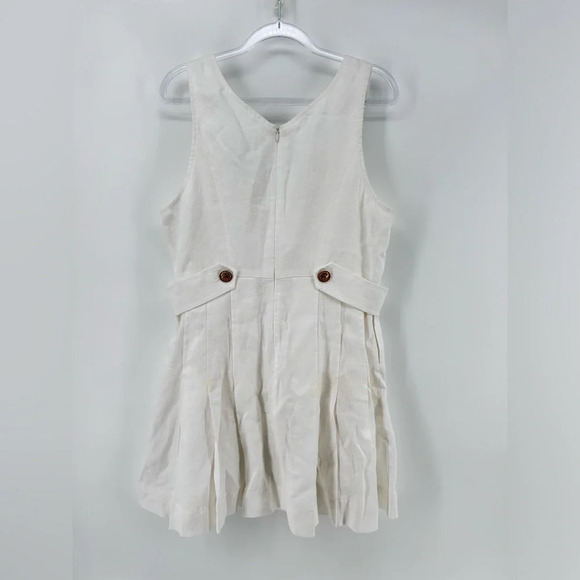 Zimmermann Lovestruck Gold Buttoned Linen Mini Dress Sz 3 US 10 White nwt - Picture 6 of 15